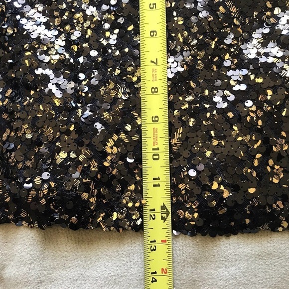Dulce Carola Junior SzM TubeTop Black Gold All Over Sequins Pre-Owned - Picture 5 of 7